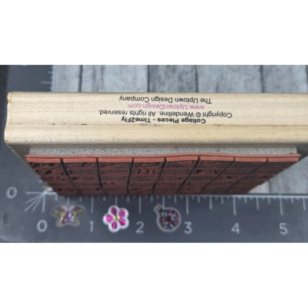 Uptown Collage Pieces Time To Fly 124055 Rubber Stamp Wood #G1